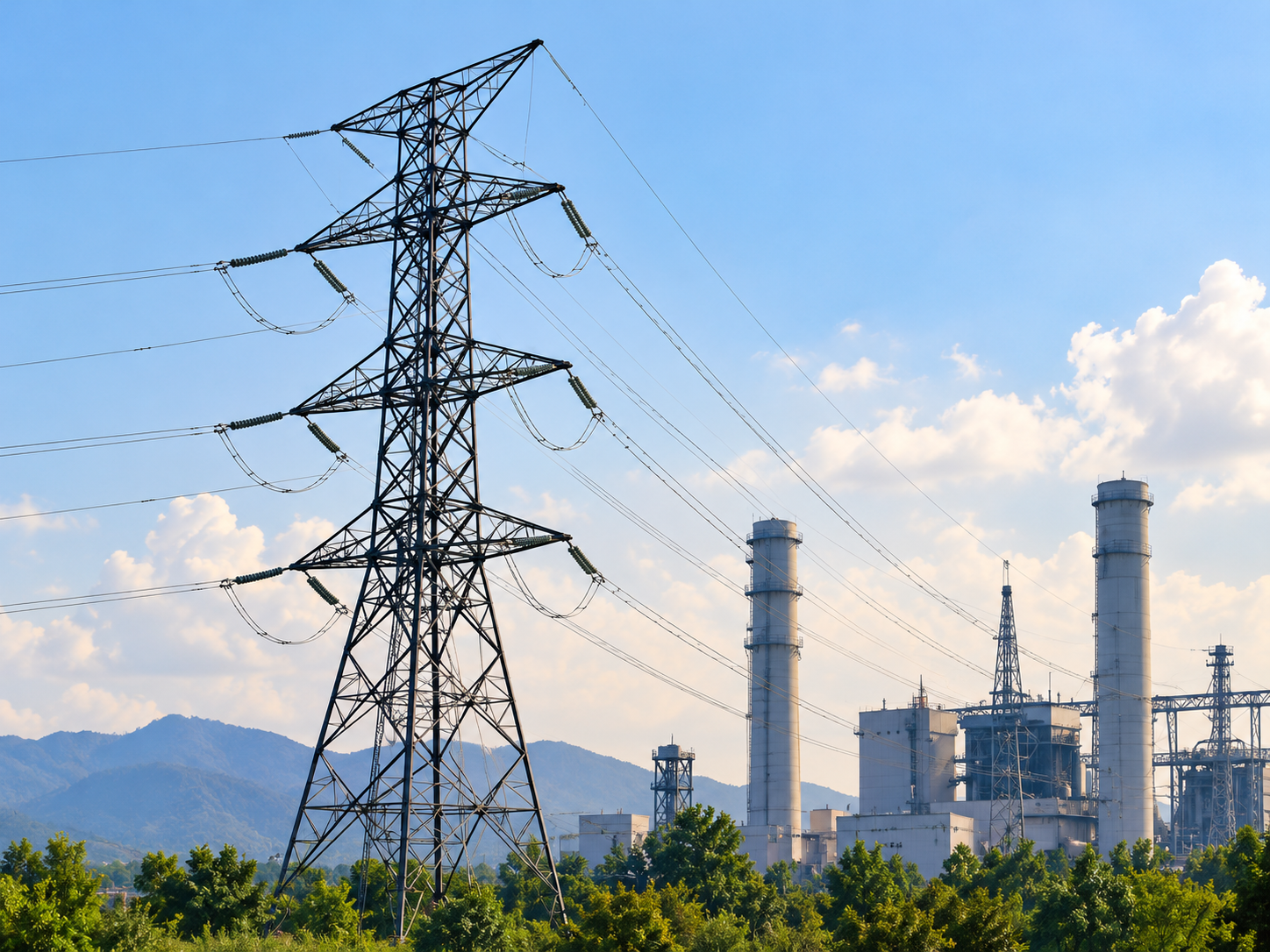 Electricity transmission tower and power generation facility
