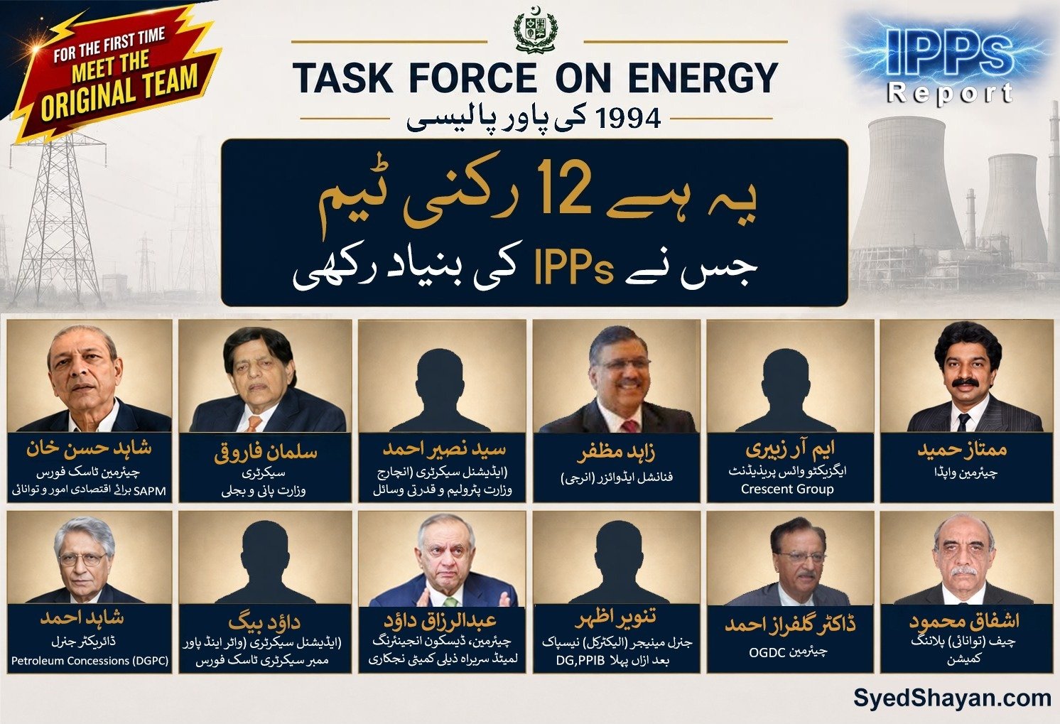ٹاسک فورس آن انرجی کے اراکین اور 1994 کی پاور...